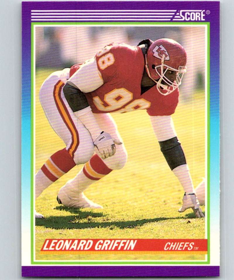 1990 Score #524 Leonard Griffin RC Rookie Chiefs NFL Football Image 1