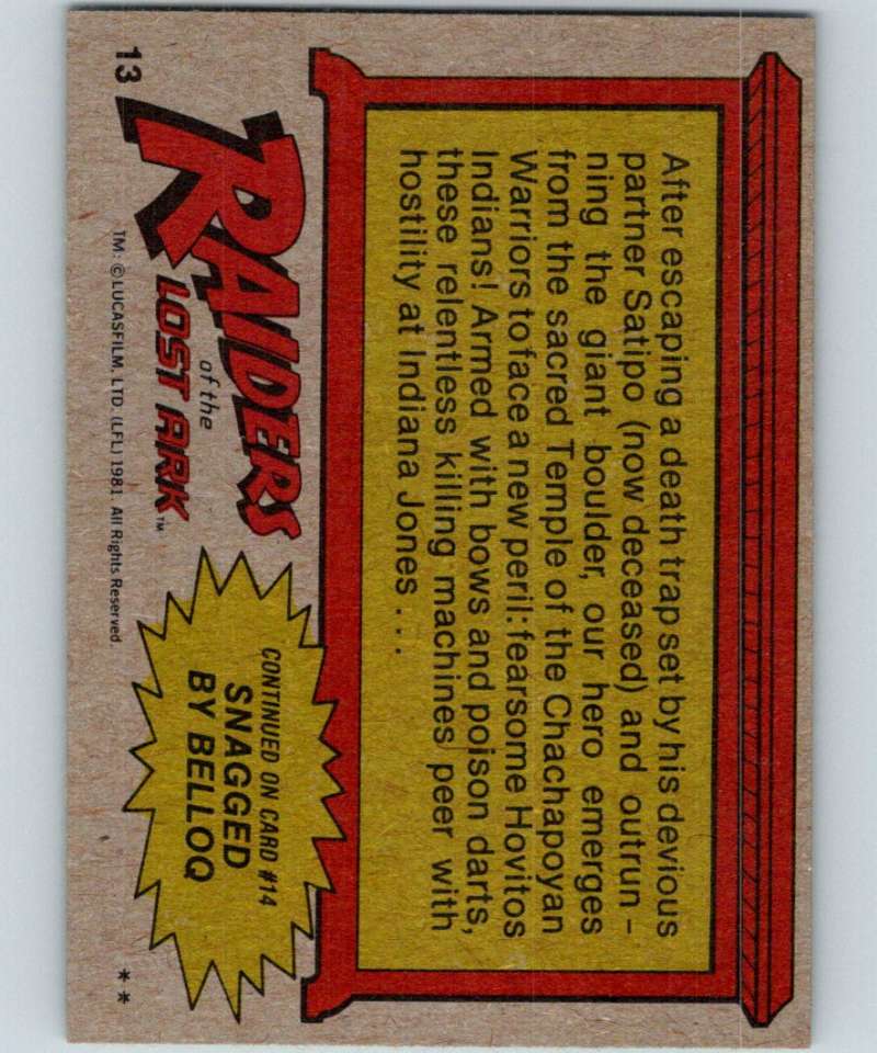 1981 Topps Raiders Of The Lost Ark #13 Fearsome Hovitos Indians Image 2