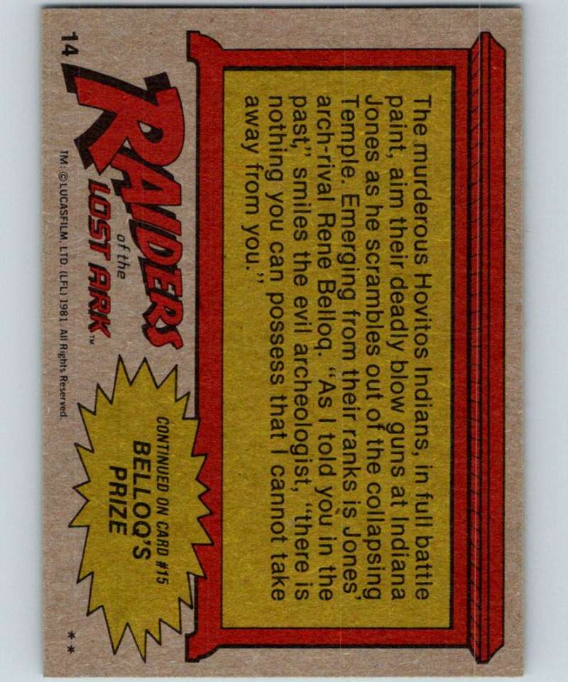 1981 Topps Raiders Of The Lost Ark #14 Snagged By Belloq Image 2