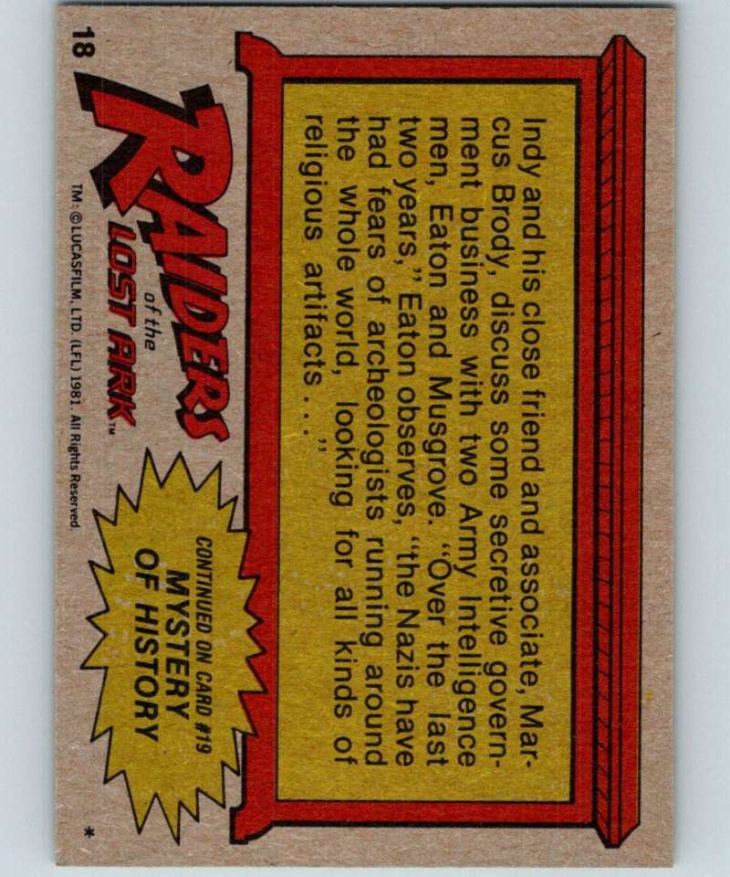 1981 Topps Raiders Of The Lost Ark #18 Outlining The Quest Image 2