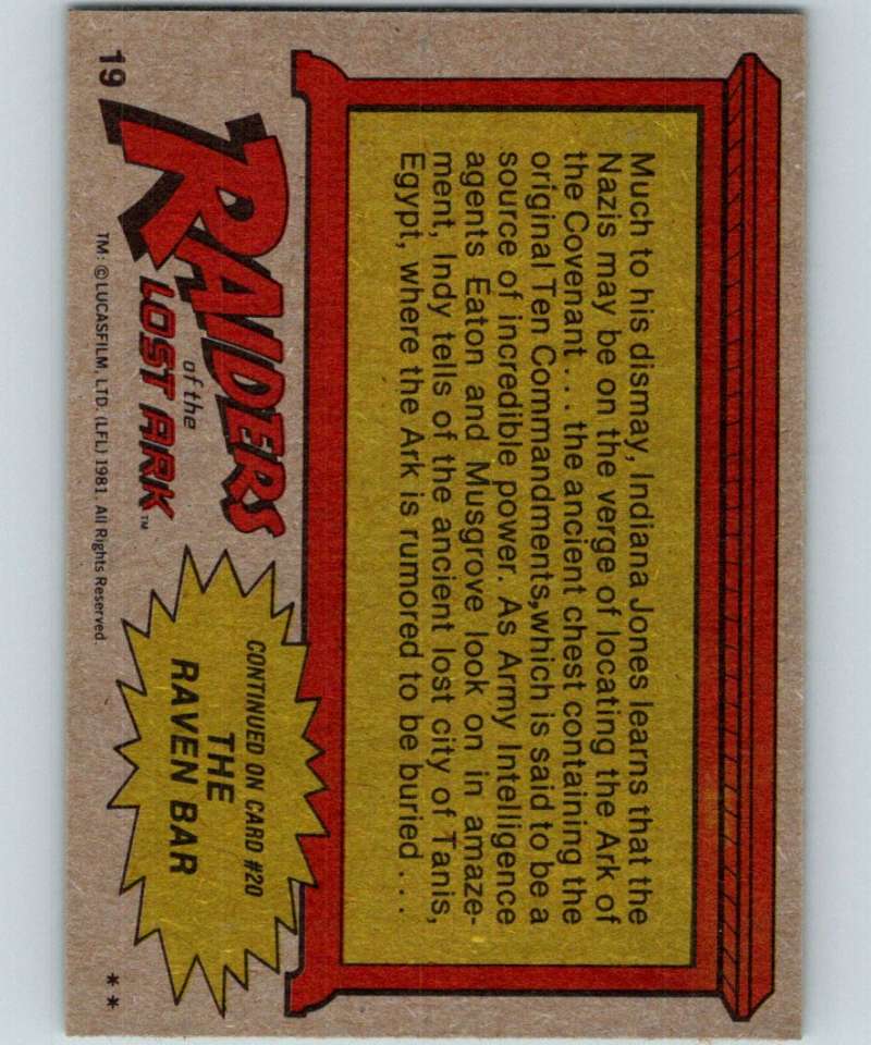 1981 Topps Raiders Of The Lost Ark #19 Mystery Of History