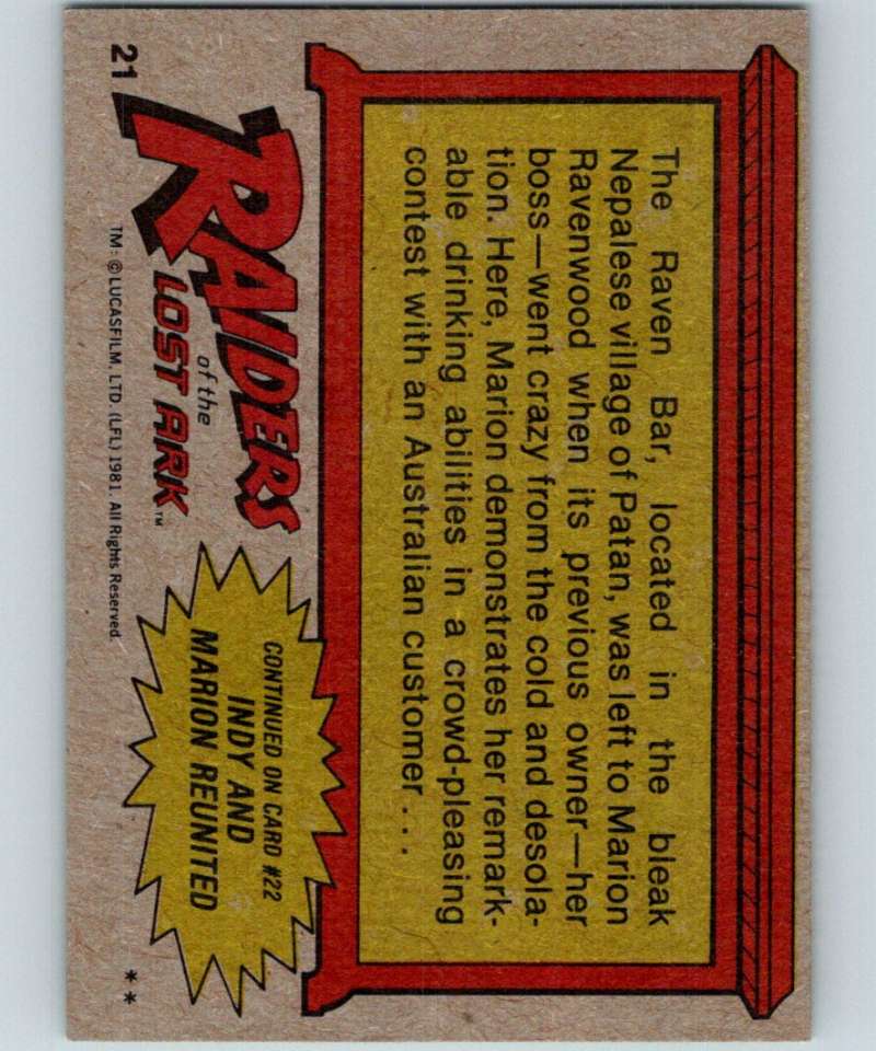 1981 Topps Raiders Of The Lost Ark #21 The Drinking Contest Image 2