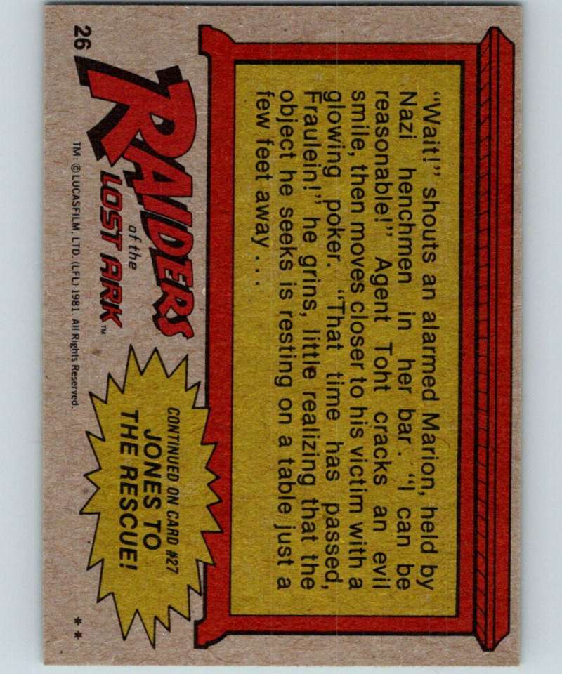 1981 Topps Raiders Of The Lost Ark #26 Marion In A Jam! Image 2