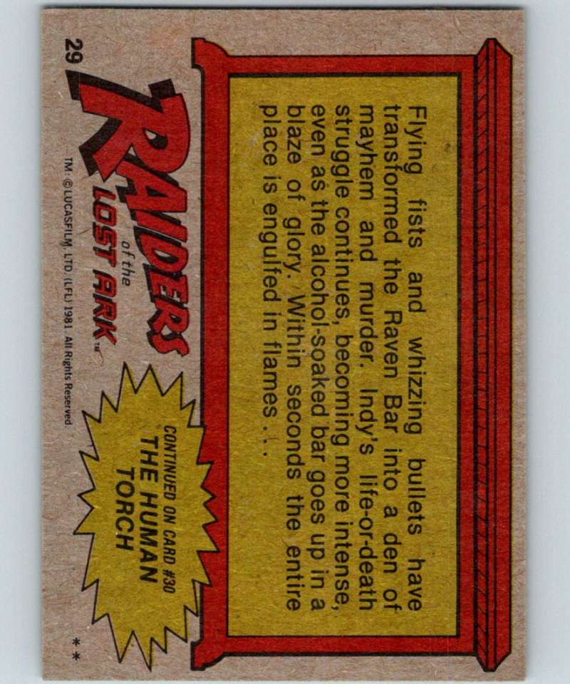 1981 Topps Raiders Of The Lost Ark #29 Deadly Flames! Image 2