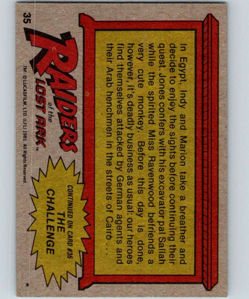 1981 Topps Raiders Of The Lost Ark #35 Attacked By Arab Henchmen! Image 2