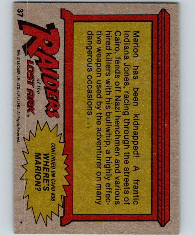 1981 Topps Raiders Of The Lost Ark #37 Master of the Bullwhip