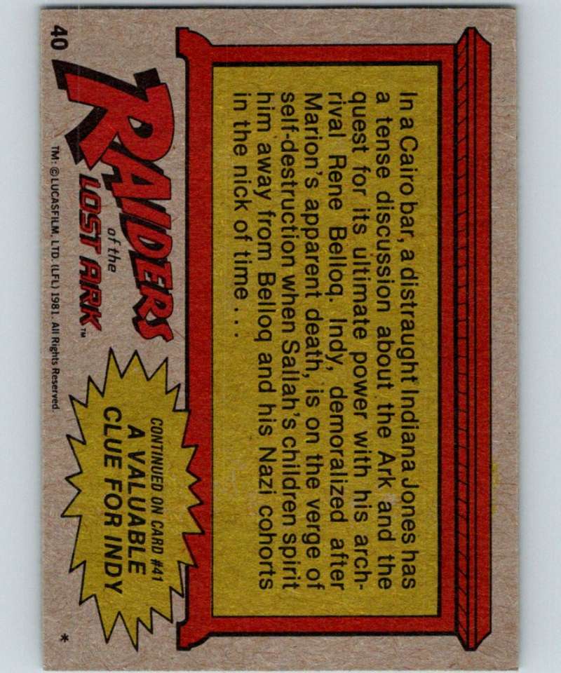 1981 Topps Raiders Of The Lost Ark #40 The Rivals Meet Image 2