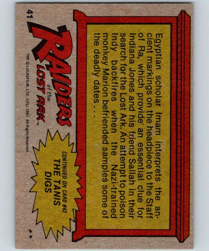 1981 Topps Raiders Of The Lost Ark #41 A Valuable Clue For Indy Image 2