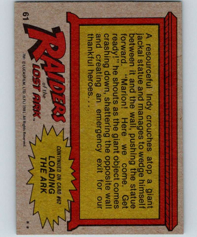 1981 Topps Raiders Of The Lost Ark #61 Indy's Gamble Image 2