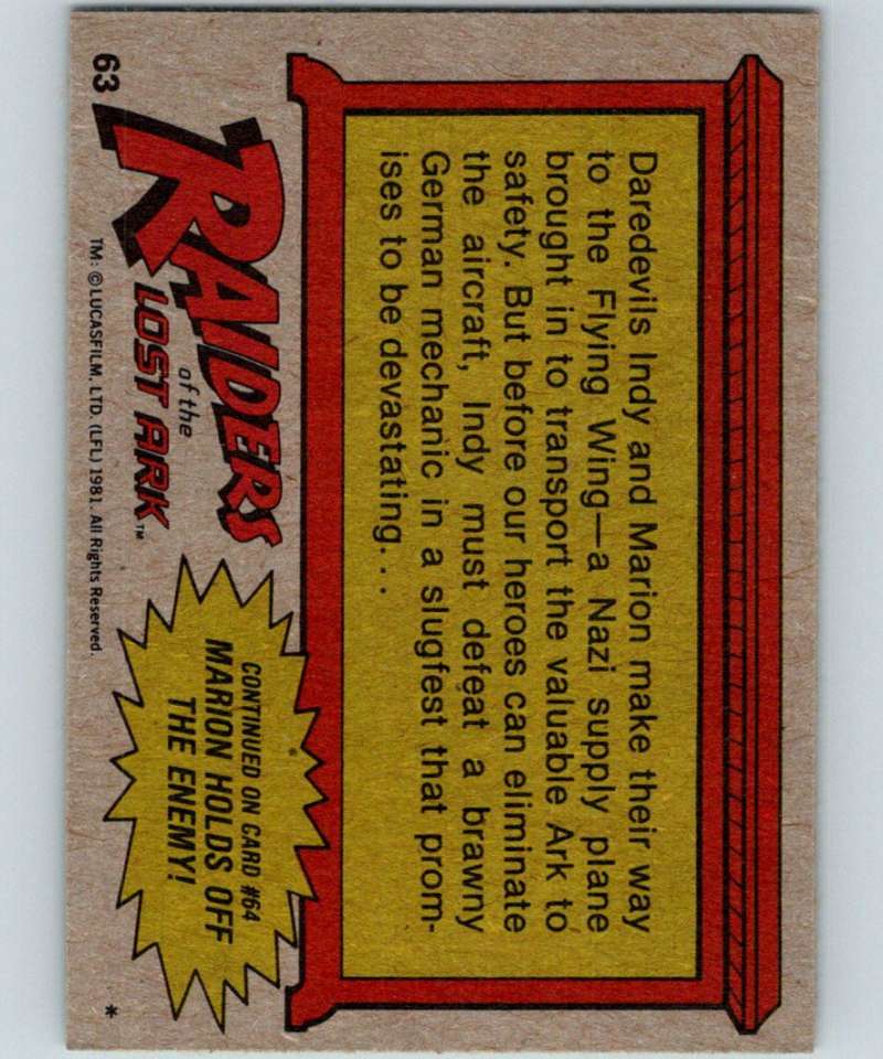 1981 Topps Raiders Of The Lost Ark #63 A Mountain Of Muscle Image 2