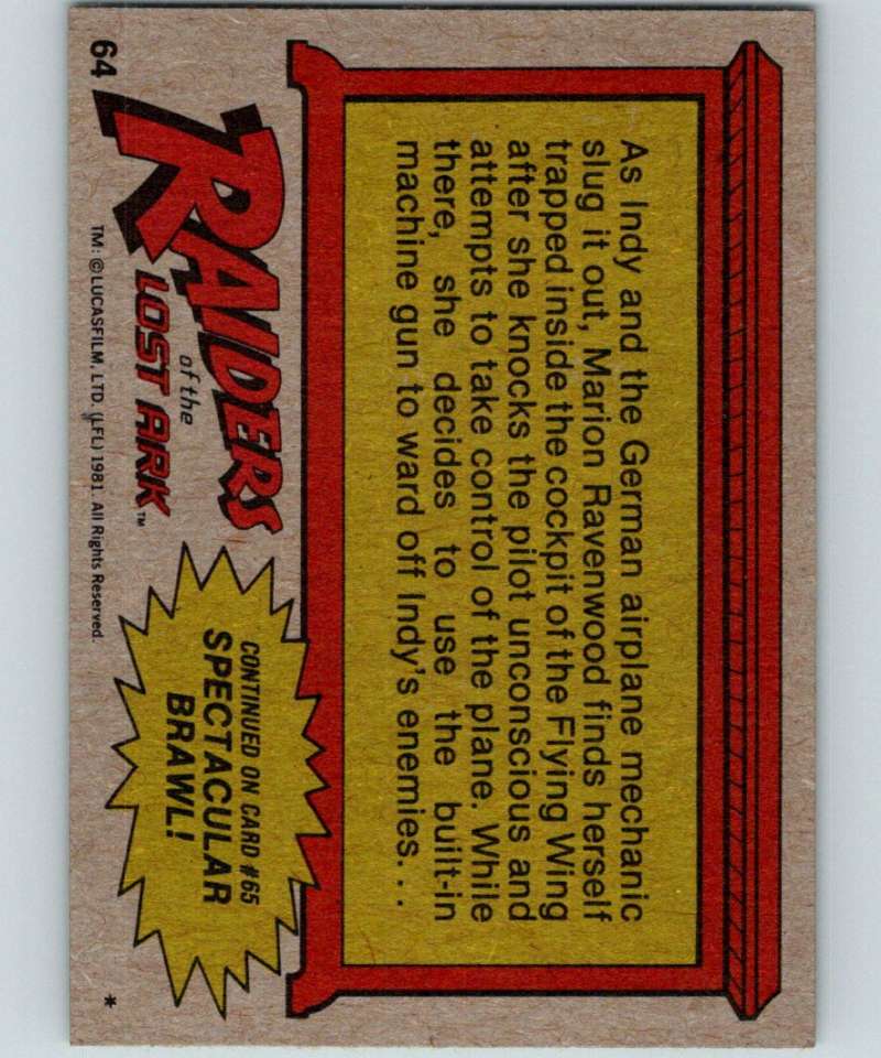 1981 Topps Raiders Of The Lost Ark #64 Marion Holds Off The Enemy! Image 2