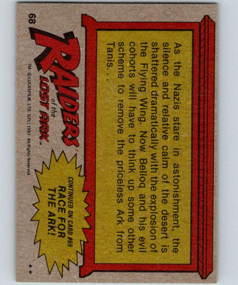 1981 Topps Raiders Of The Lost Ark #68 Destruction Of The Flying Wing Image 2