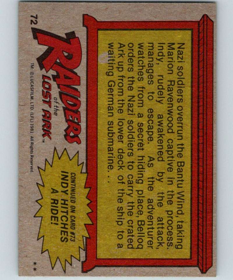 1981 Topps Raiders Of The Lost Ark #72 Held At Gunpoint By The Nazis Image 2
