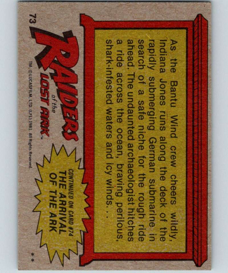 1981 Topps Raiders Of The Lost Ark #73 Indy Hitches A Ride! Image 2