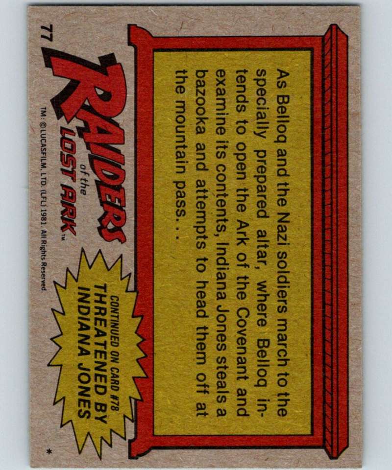 1981 Topps Raiders Of The Lost Ark #77 The March to Destiny Image 2