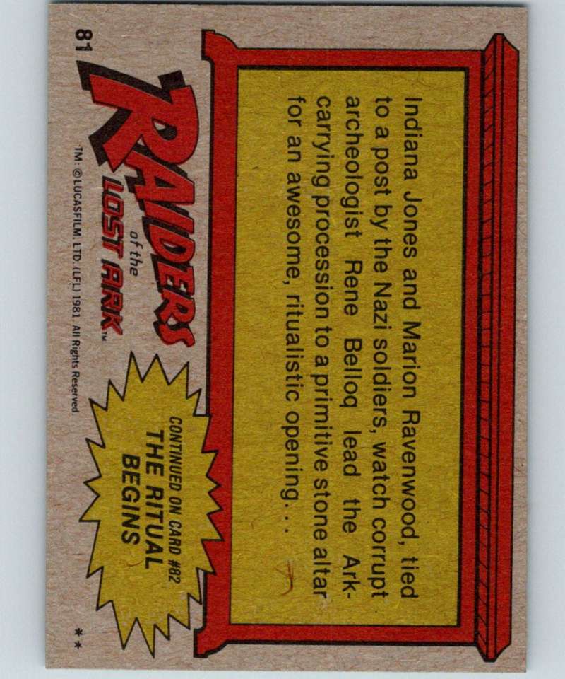 1981 Topps Raiders Of The Lost Ark #81 The Way To The Altar Image 2