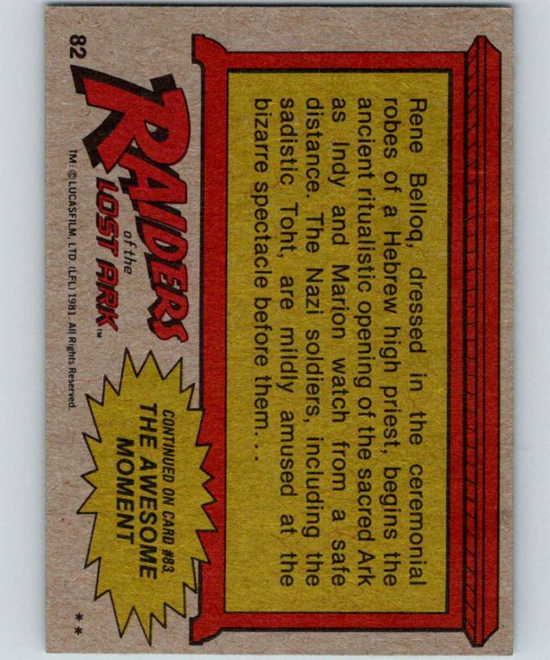 1981 Topps Raiders Of The Lost Ark #82 The Ritual Begins