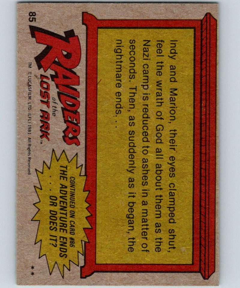 1981 Topps Raiders Of The Lost Ark #85 The Power Of God Image 2