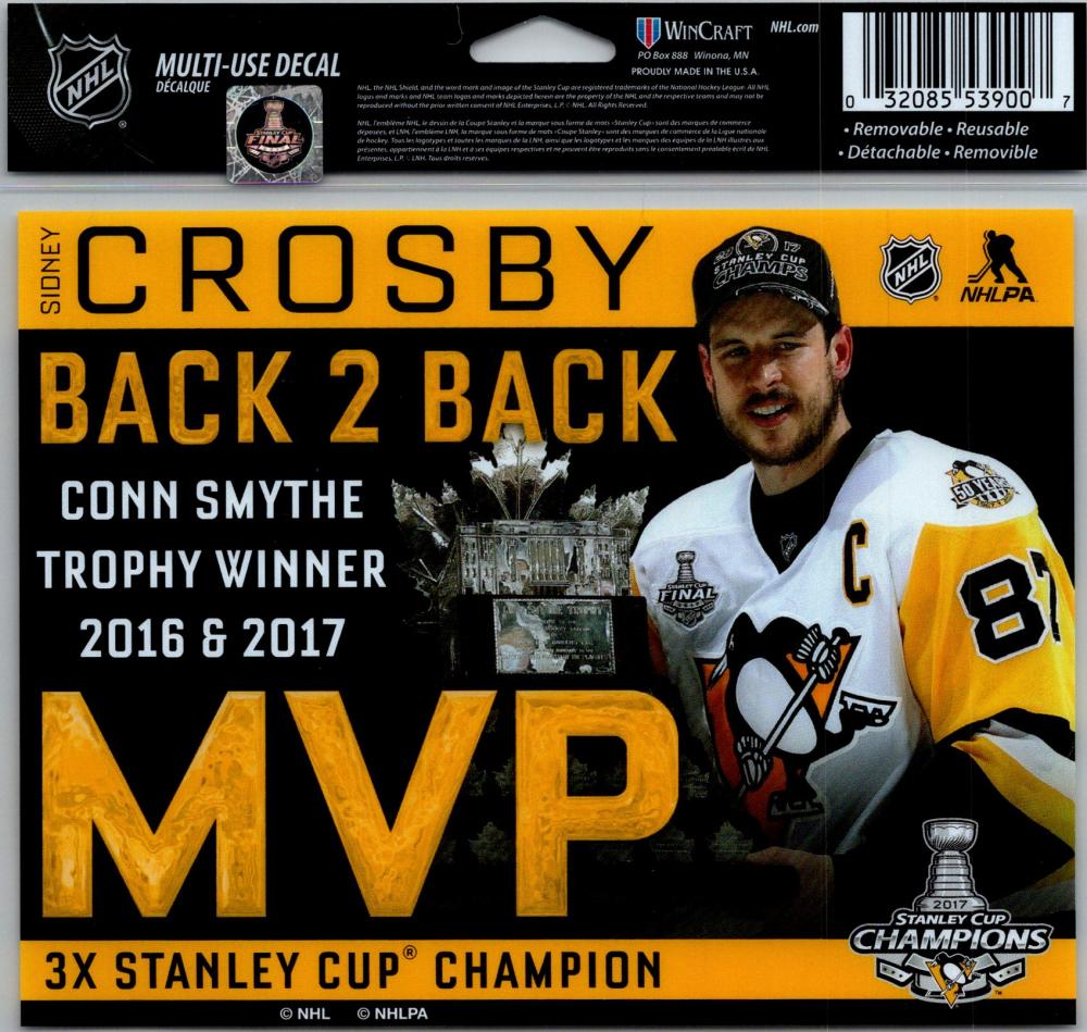 Sidney Crosby MVP Multi-Use Decal Sticker 5"x6" Clear Back  Image 1