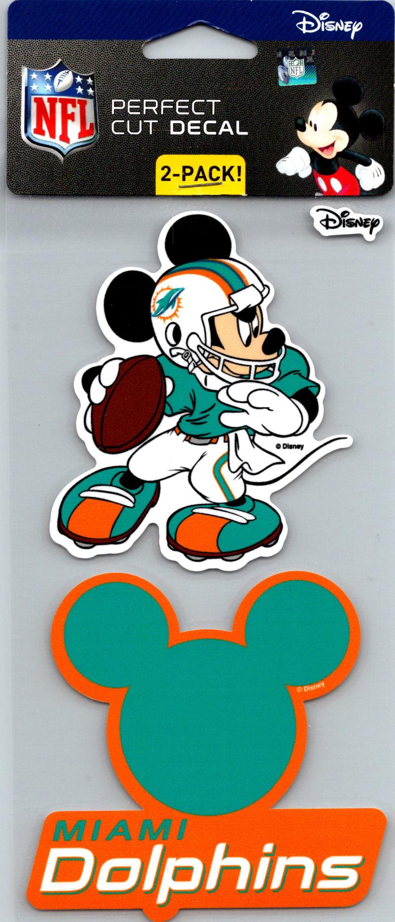 Miami Dolphins Disney Perfect Cut 4"x4" Decal Sticker Pack of 2