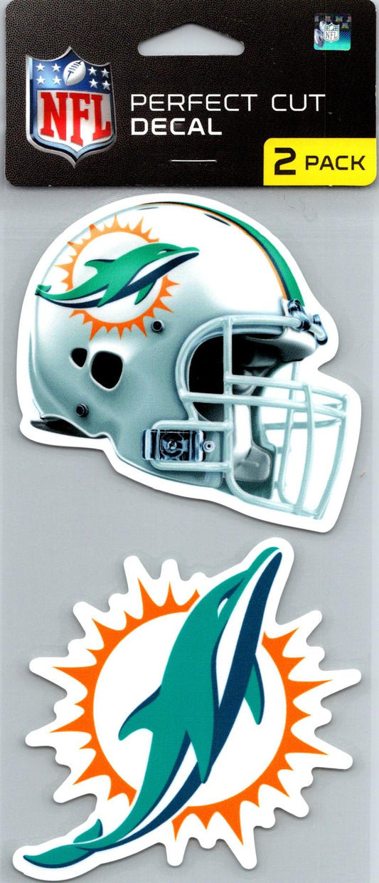Miami Dolphins Perfect Cut 4"x4" Decal Sticker Pack of 2 Image 1