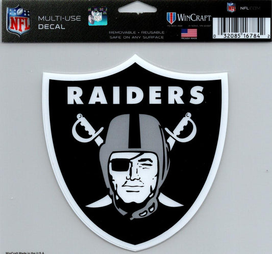Oakland Raiders Multi-Use Decal Sticker 5"x 6" NFL Clear Back NFL Football Image 1