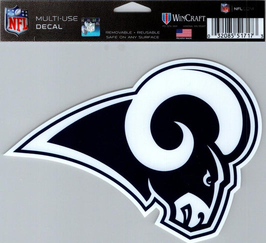 Los Angeles Rams Multi-Use Decal Sticker 5"x 6" NFL Clear Back NFL Football Image 1