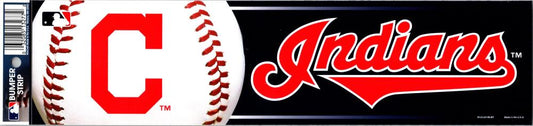 Cleveland Indians 3" x 12" Bumper Strip MLB Baseball Sticker Decal Image 1