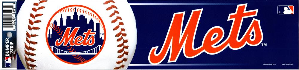 New York Mets 3" x 12" Bumper Strip MLB Baseball Sticker Decal Image 1