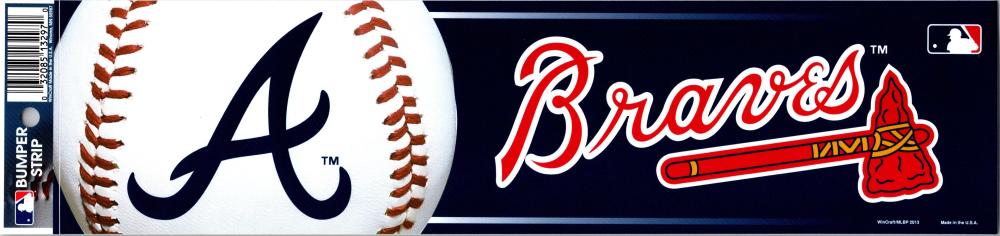 Atlanta Braves 3" x 12" Bumper Strip MLB Baseball Sticker Decal Image 1