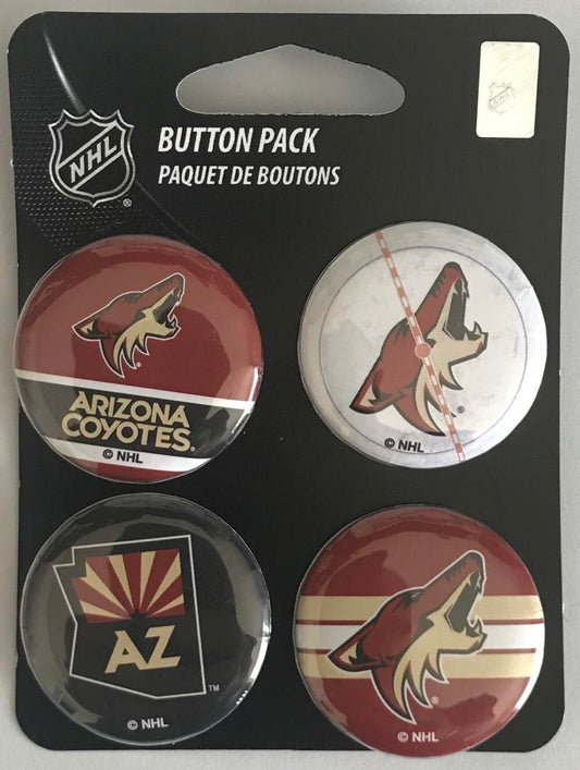 Arizona Coyotes Wincraft NHL Button 4 Pack 1.25" Round Licensed  Image 1