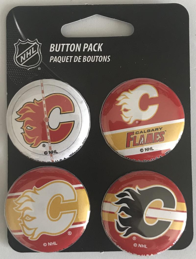 Calgary Flames Wincraft NHL Button 4 Pack 1.25" Round Licensed  Image 1
