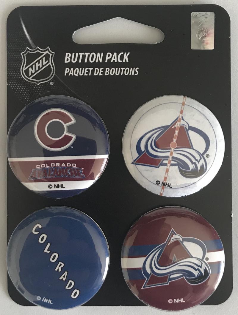 Colorado Avalanche Wincraft NHL Button 4 Pack 1.25" Round Licensed  Image 1