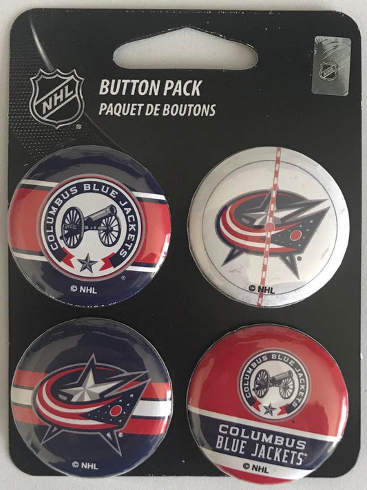 Columbus Blue Jackets Wincraft NHL Button 4 Pack 1.25" Round Licensed  Image 1