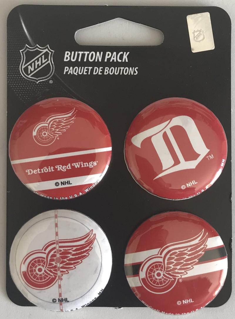 Detroit Red Wings Wincraft NHL Button 4 Pack 1.25" Round Licensed  Image 1