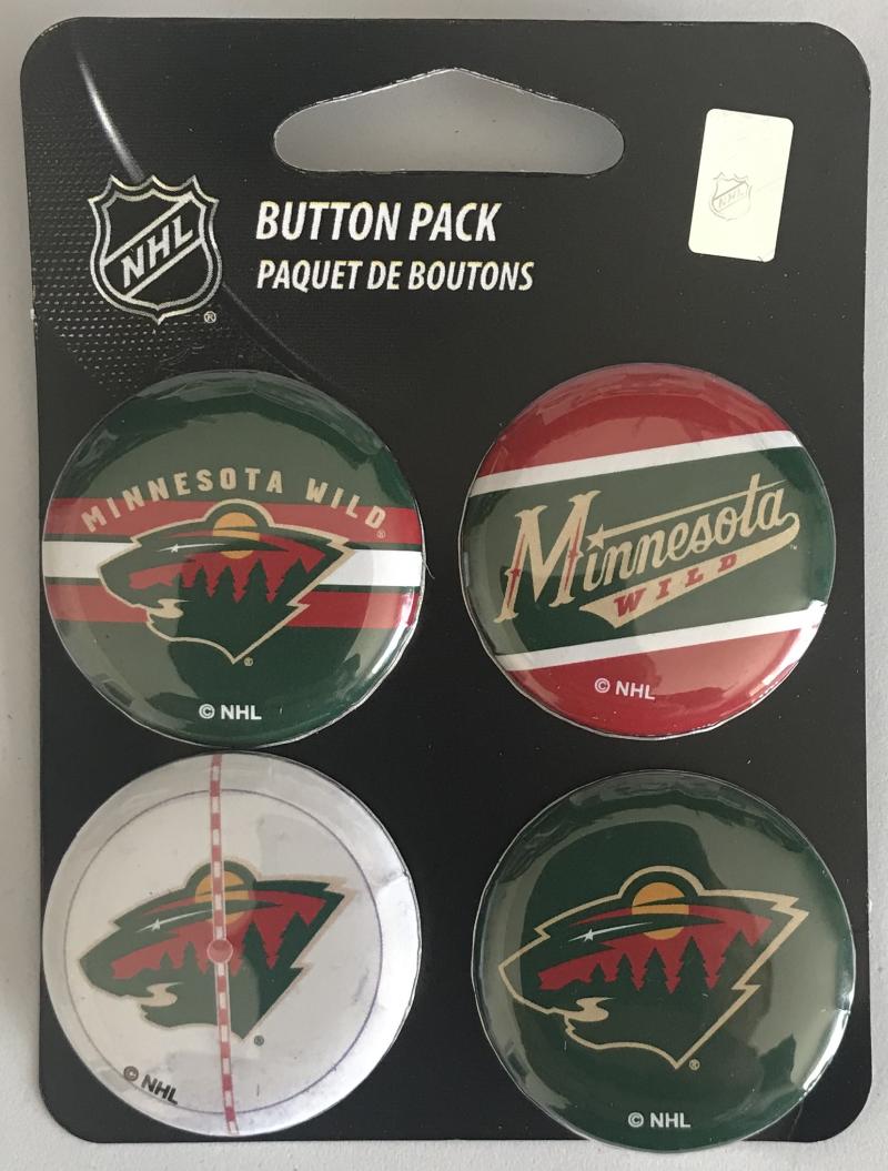 Minnesota Wild Wincraft NHL Button 4 Pack 1.25" Round Licensed  Image 1