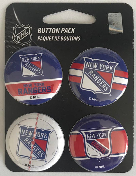 New York Rangers Wincraft NHL Button 4 Pack 1.25" Round Licensed  Image 1