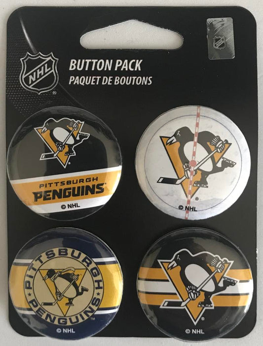 Pittsburgh Penguins Wincraft NHL Button 4 Pack 1.25" Round Licensed  Image 1
