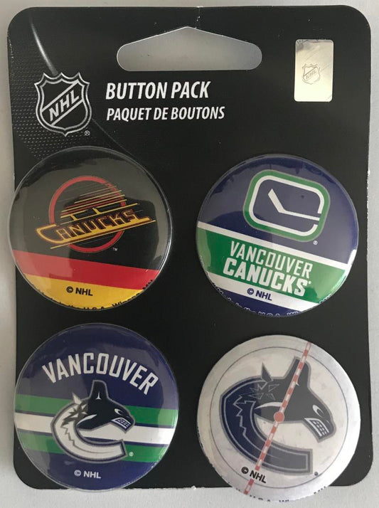 Vancouver Canucks Wincraft NHL Button 4 Pack 1.25" Round Licensed  Image 1