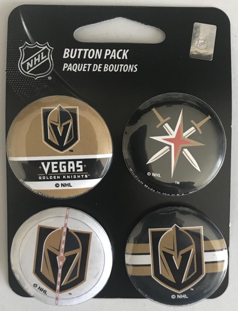 Vegas Golden Knights Wincraft NHL Button 4 Pack 1.25" Round Licensed  Image 1