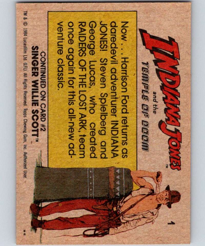 1984 Topps Indiana Jones and the Temple of Doom #1 Indiana Jones and the Temple of Doom