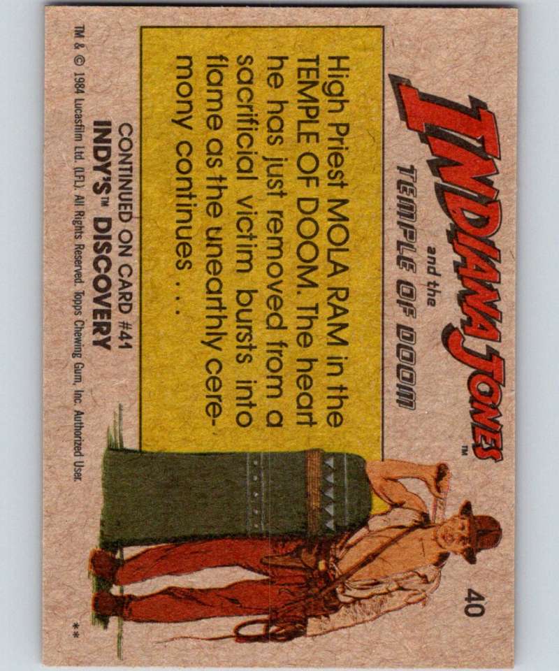 1984 Topps Indiana Jones and the Temple of Doom #40 The Flaming Heart Image 2