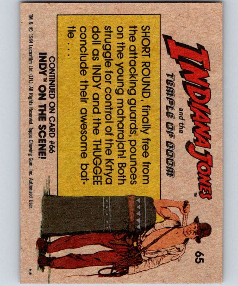 1984 Topps Indiana Jones and the Temple of Doom #65 The Kids Slug it Out! Image 2