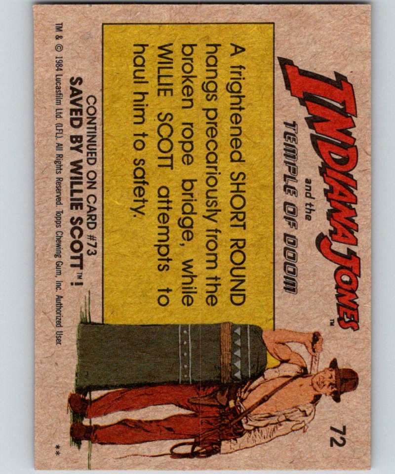 1984 Topps Indiana Jones and the Temple of Doom #72 Hang on/Short Round! Image 2