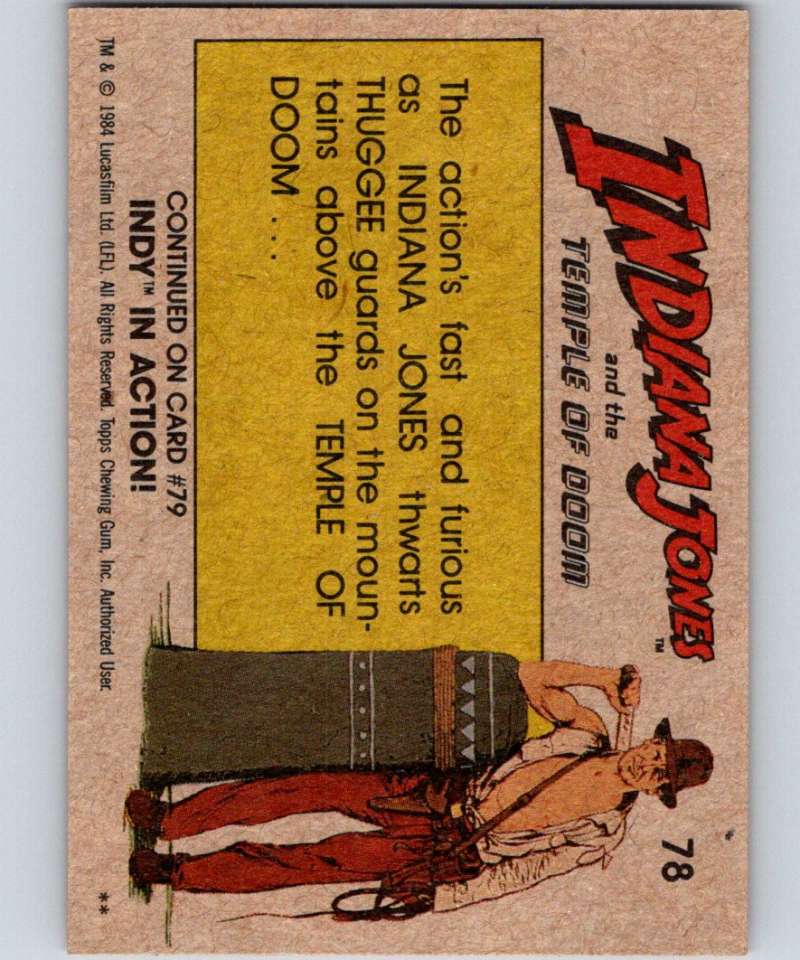 1984 Topps Indiana Jones and the Temple of Doom #78 Caught in Between--! Image 2