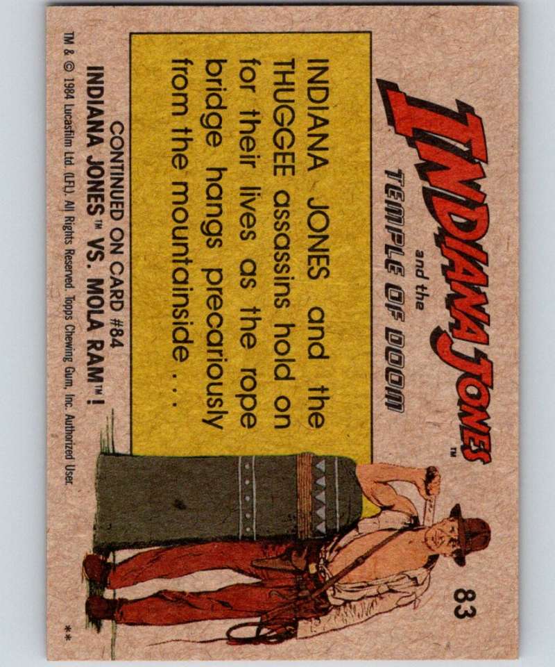 1984 Topps Indiana Jones and the Temple of Doom #83 Plunge to Doom! Image 2