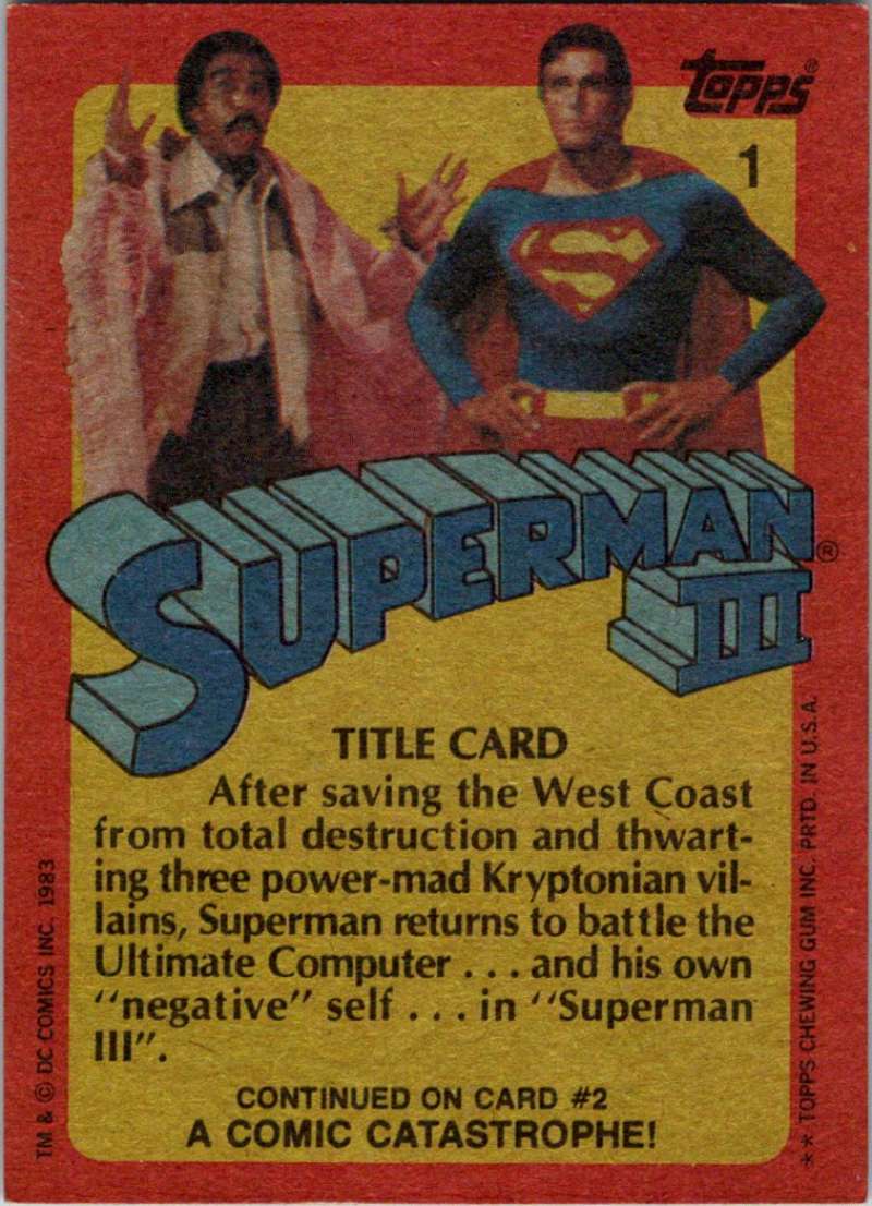 1983 Topps Superman III #1 Title Card Image 2