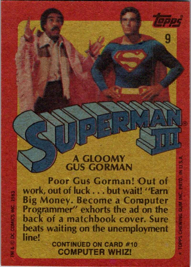 1983 Topps Superman III #9 A Gloomy Gus Gorman Image 2