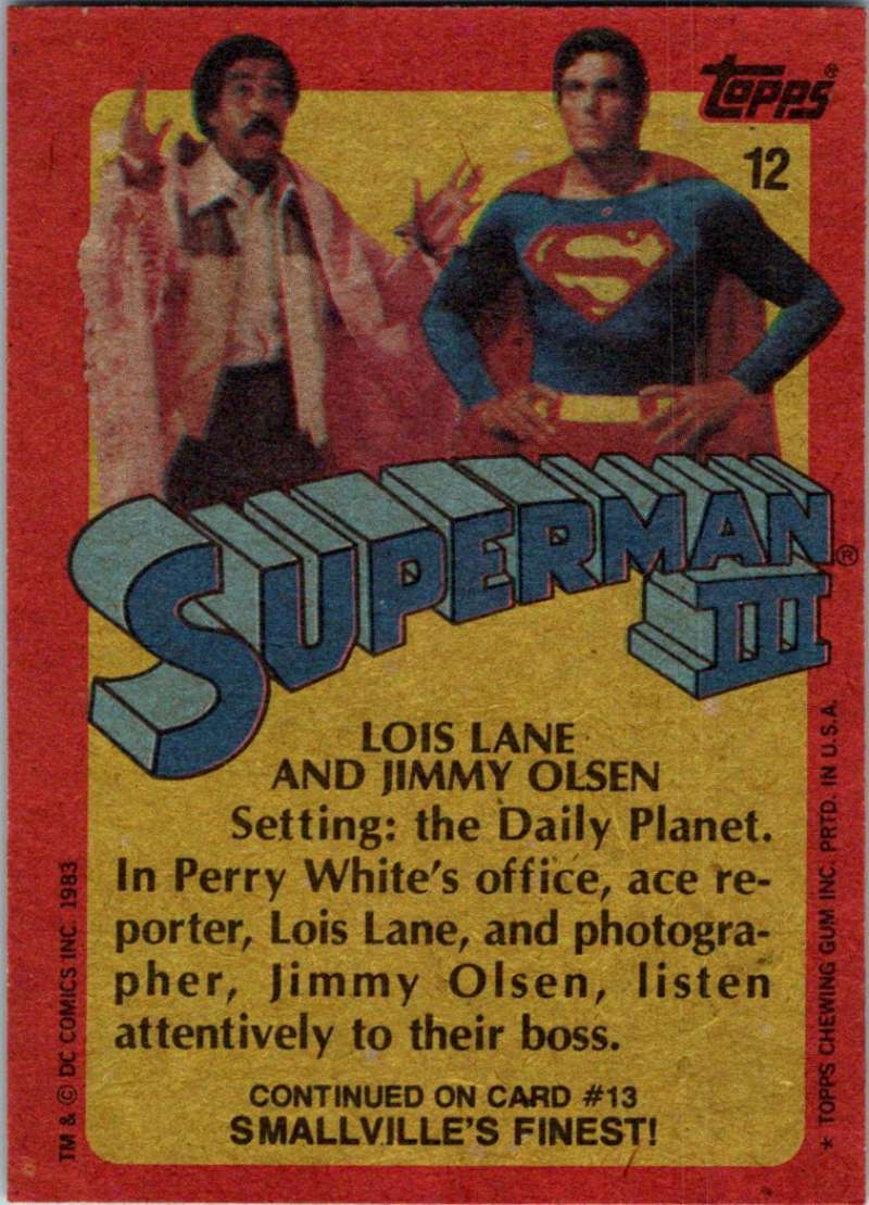 1983 Topps Superman III #12 Lois Lane and Jimmy Olson Image 2