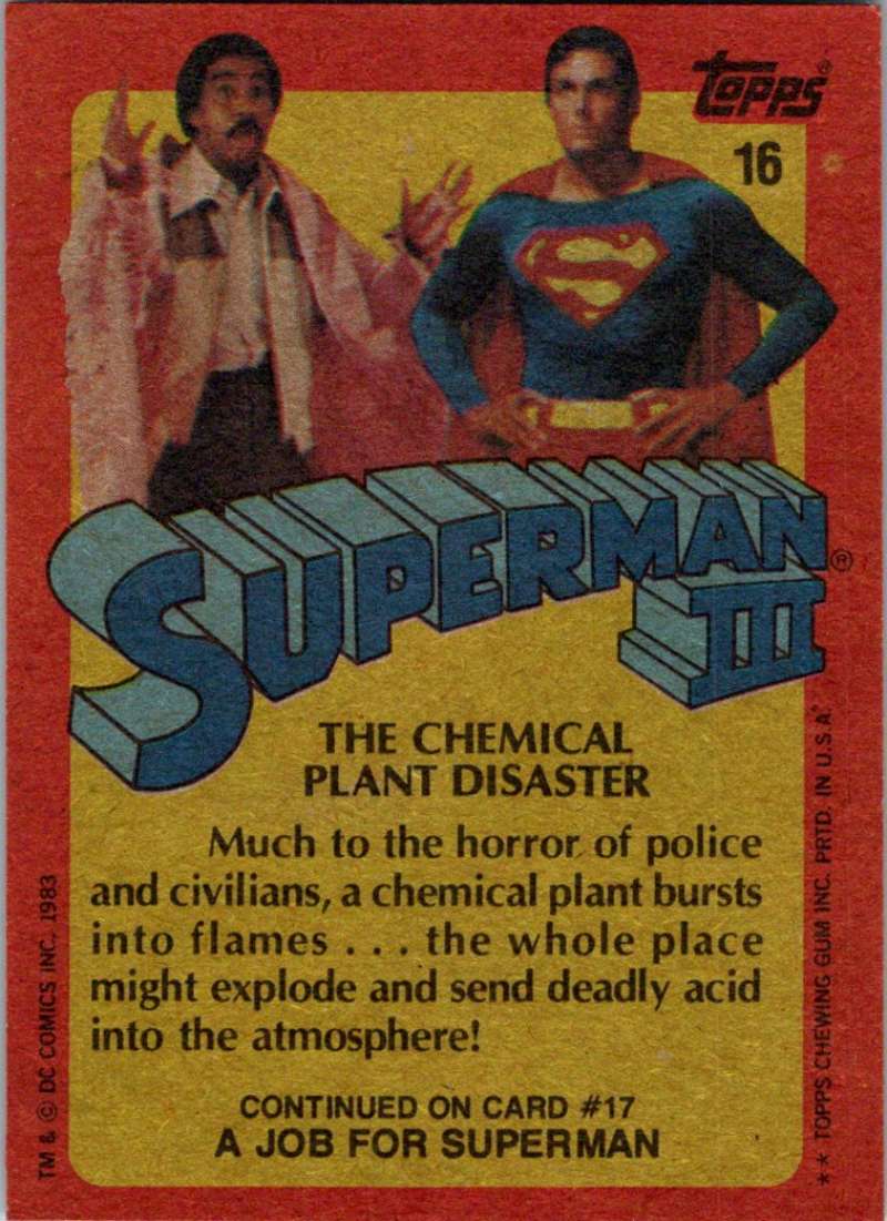 1983 Topps Superman III #16 The Chemical Plant Disaster Image 2